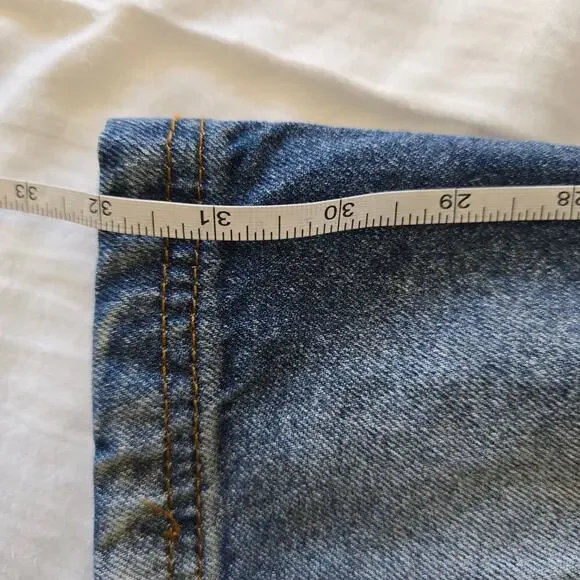 COLLUSION X008 Y2K Extreme Bleach Flare Jeans In Mid Blue Womens US Size 12 - Picture 12 of 12